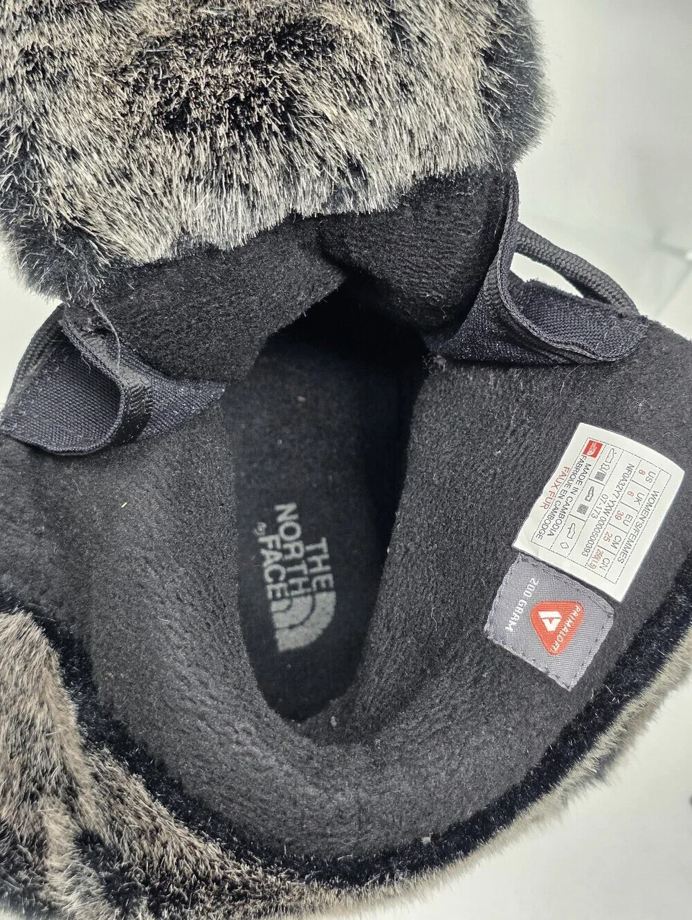 The North Face Snow Boots Black Waterproof Primaloft Faux Fur Winter Womens Sz 8